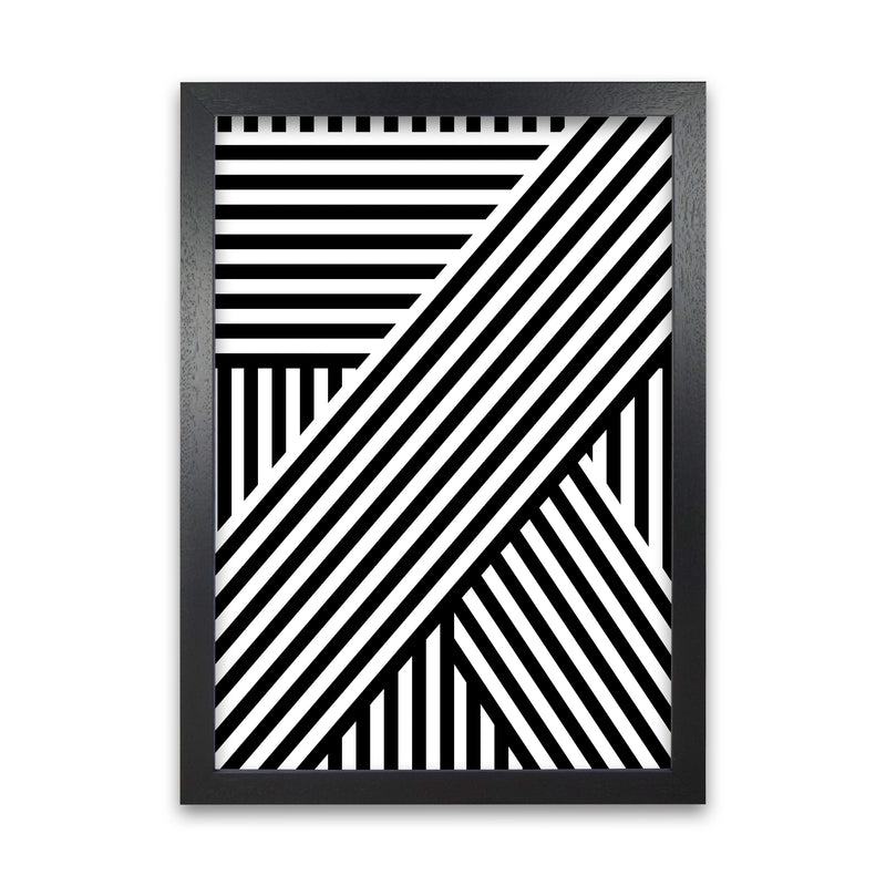 Black and White Large Stripes Black Grain