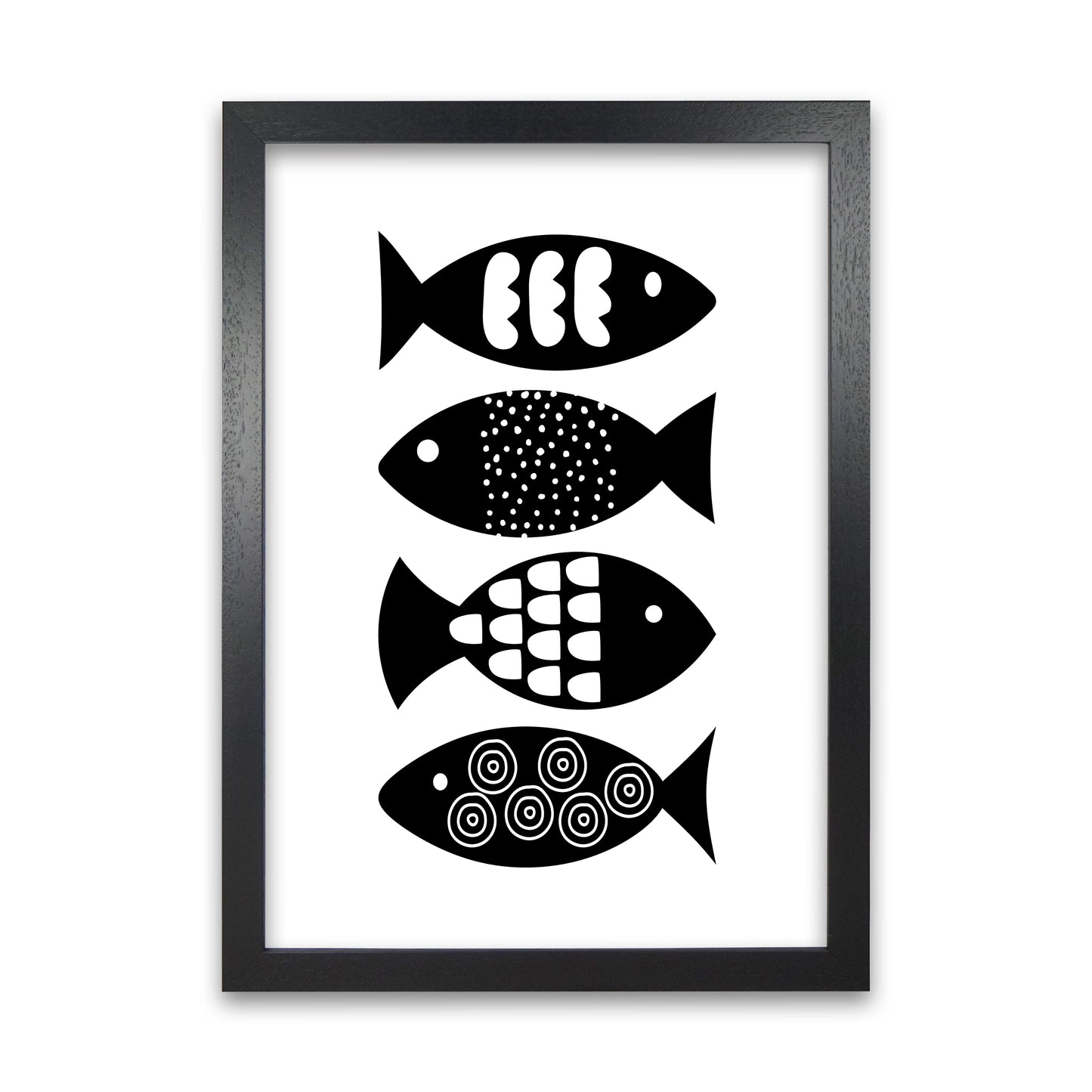 Black and White Scandi Fish Black Grain