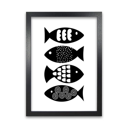 Black and White Scandi Fish Black Grain