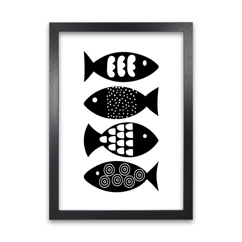 Black and White Scandi Fish Black Grain