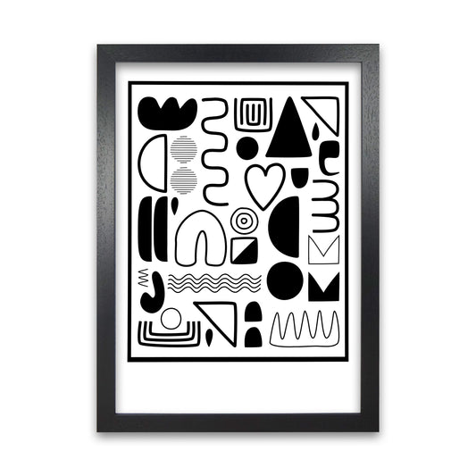 Black and White Scandinavian Shapes Black Grain