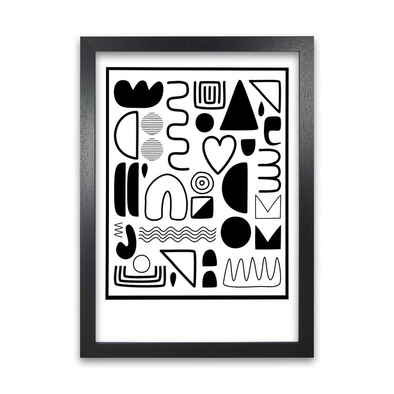 Black and White Scandinavian Shapes Black Grain