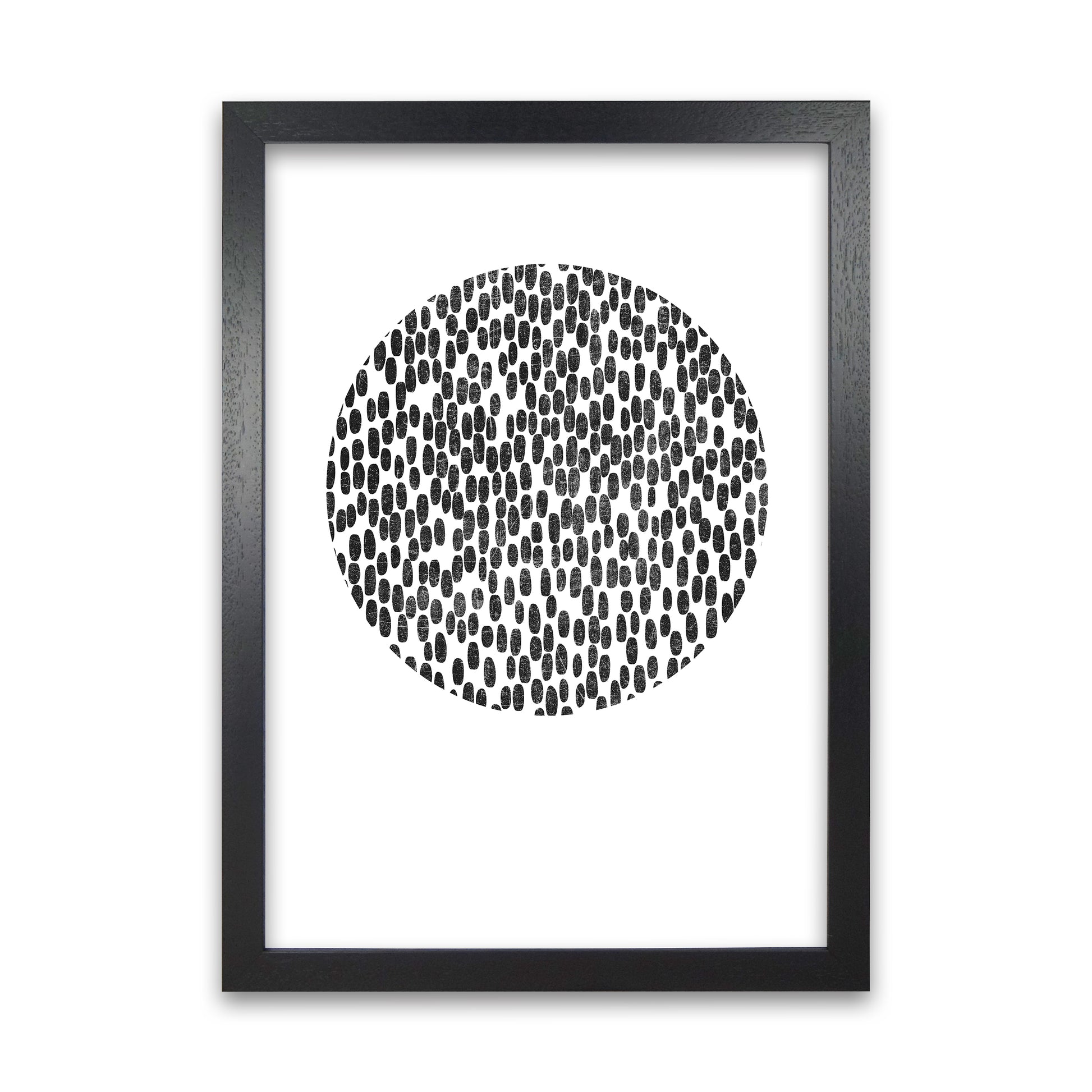Mid Century Dots Circle Original Black Grain