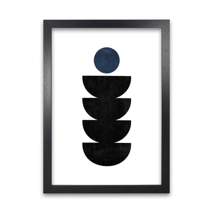 Mid Century Shapes Navy Dot Black Grain