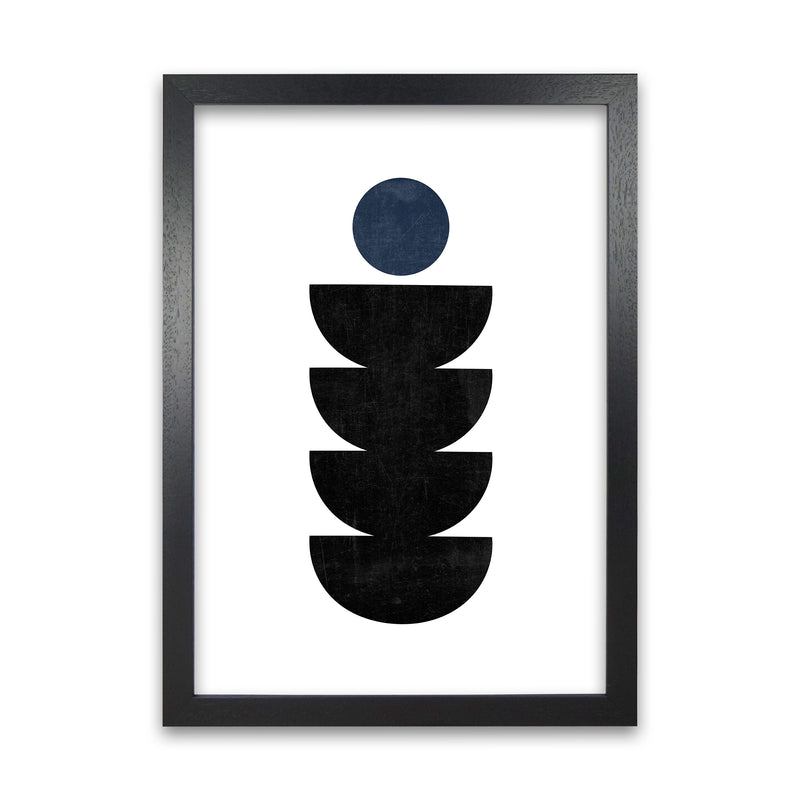 Mid Century Shapes Navy Dot Black Grain