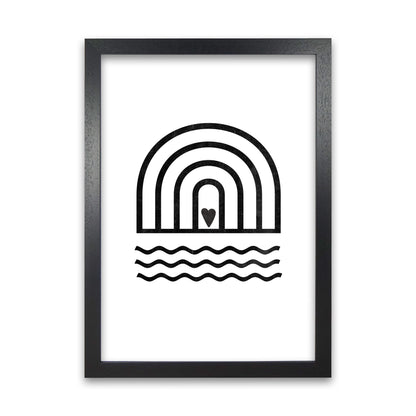 Rainbow Heart Waves BW Art Black Grain