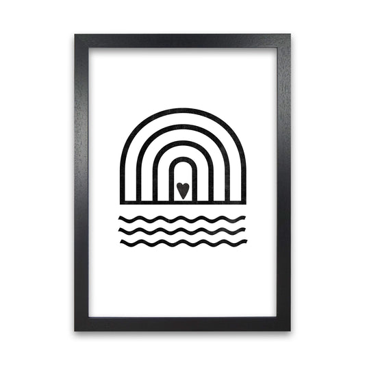 Rainbow Heart Waves BW Art Black Grain