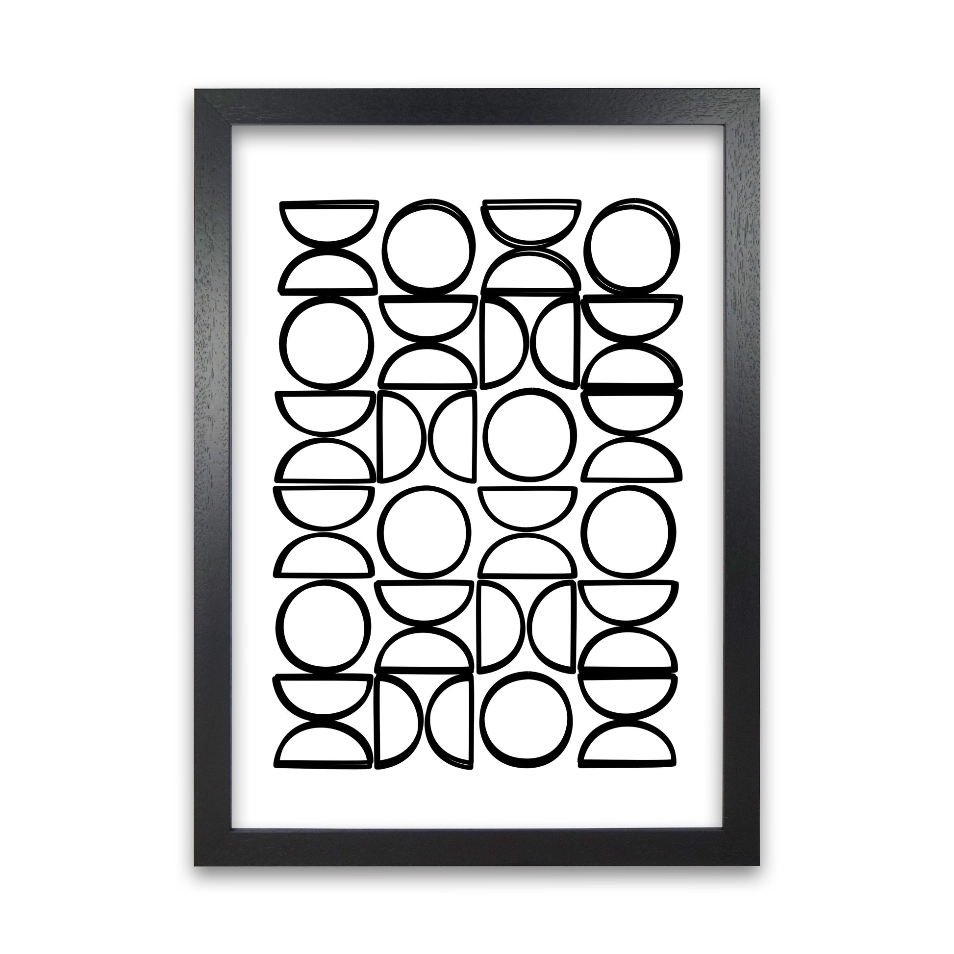 Black and White Mid Century Geometric Print A Black Grain