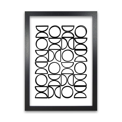 Black and White Mid Century Geometric Print A Black Grain