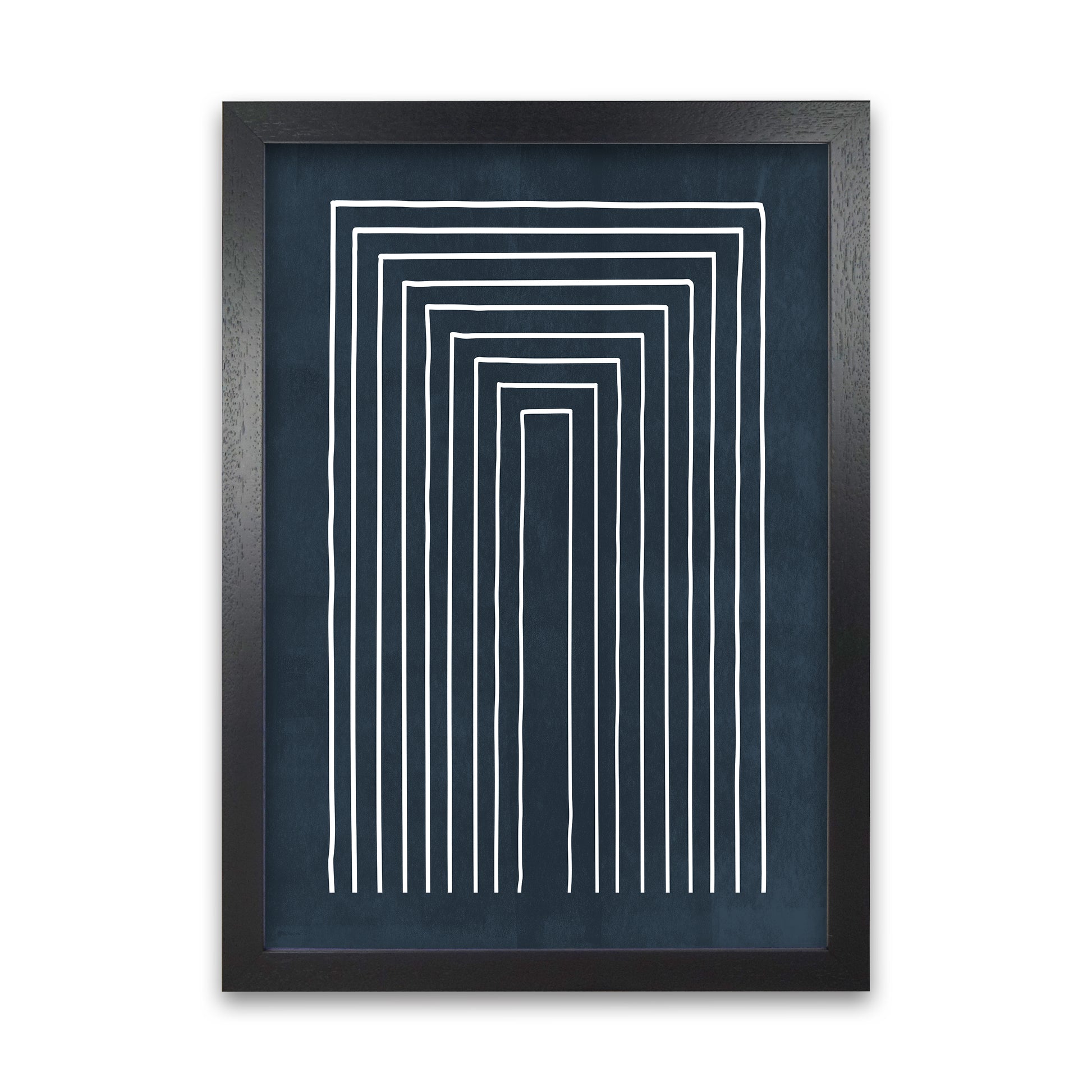 Lino Style Blue Geometric Lines Black Grain