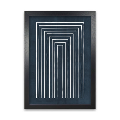 Lino Style Blue Geometric Lines Black Grain