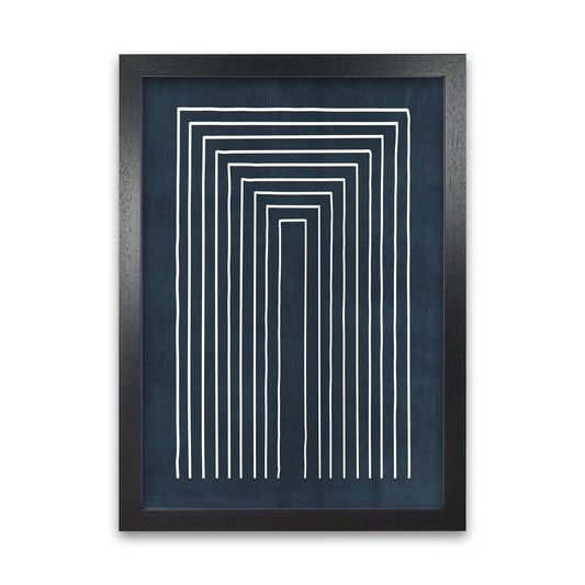 Lino Style Blue Geometric Lines Black Grain
