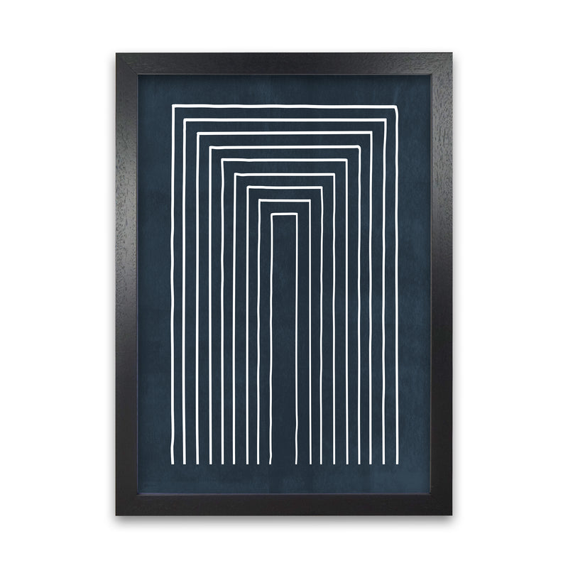 Lino Style Blue Geometric Lines Black Grain