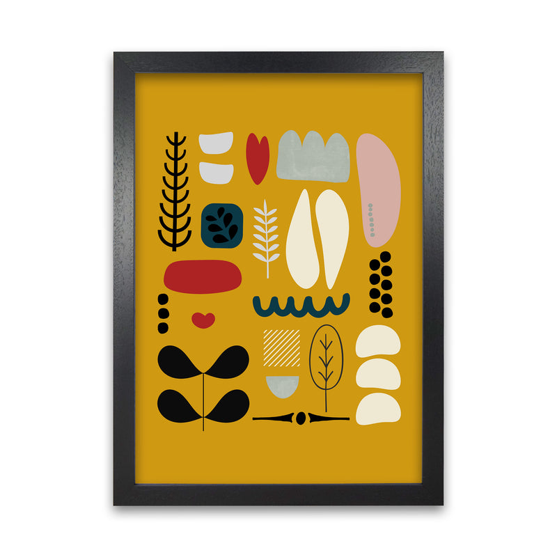 Scandinavian Folk on Yellow Original Black Grain