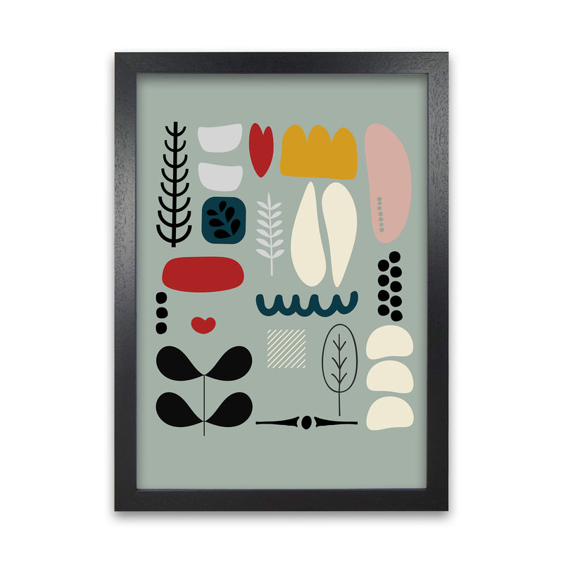Scandinavian Shapes on Blue Original Black Grain