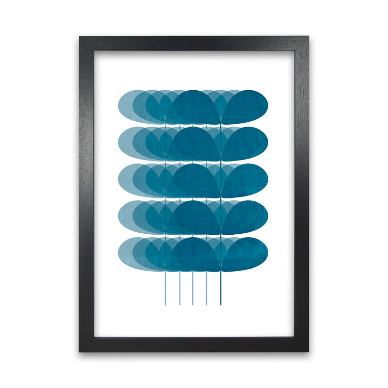 Scandinavian Turquoise Leaves Original Black Grain