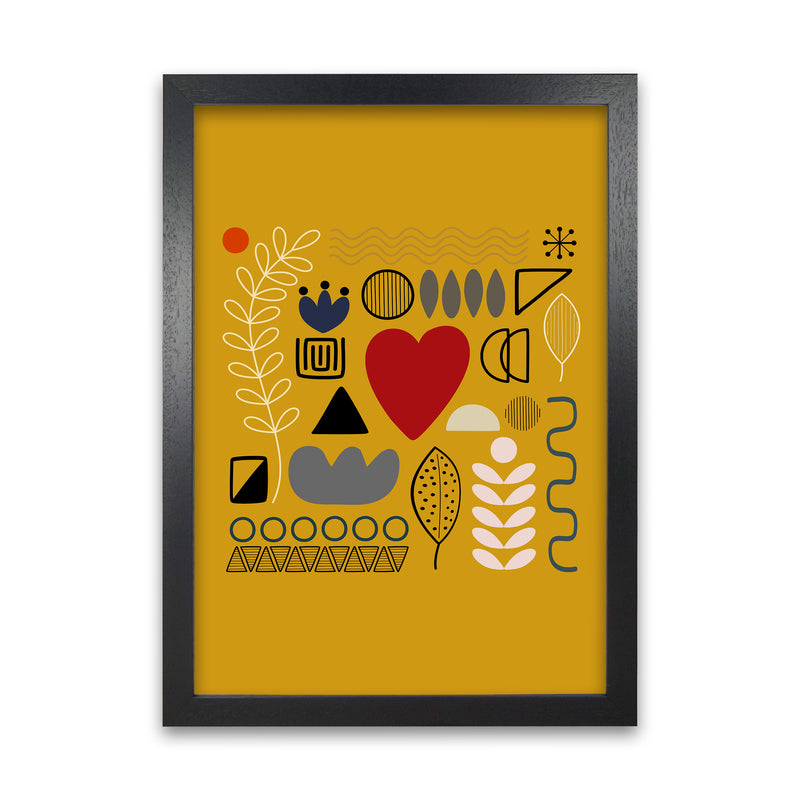 Yellow Scandinavian Abstract Shapes Original Black Grain