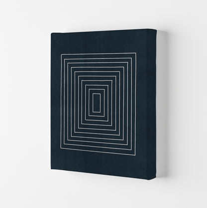 Lino Style Blue Geometric Squares Canvas