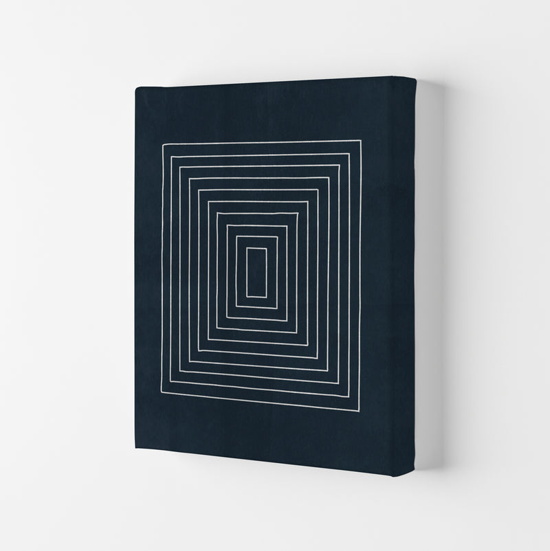 Lino Style Blue Geometric Squares Canvas