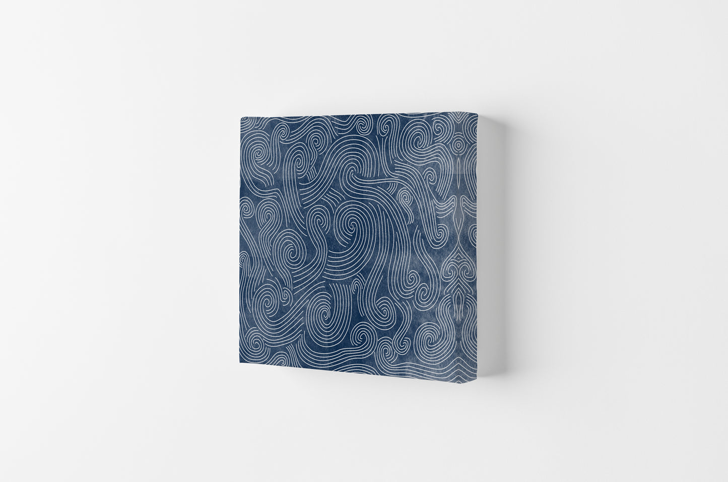 Square Blue Waves Abstract Wall Canvas