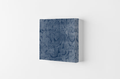 Square Blue Waves Abstract Wall Canvas