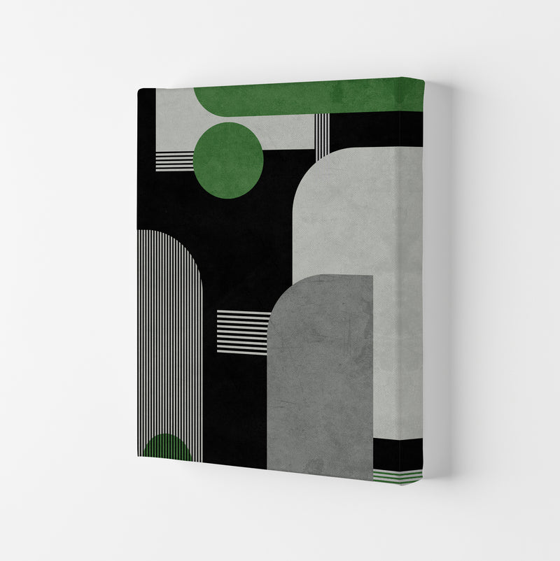 Mid Century Green Black Block Prints Set of 2 A Canvas