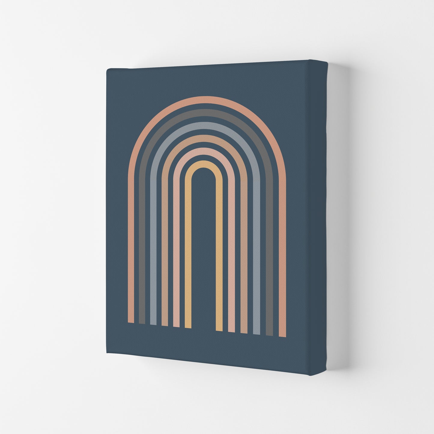 Mid Century Blue Wall Art Print A Canvas