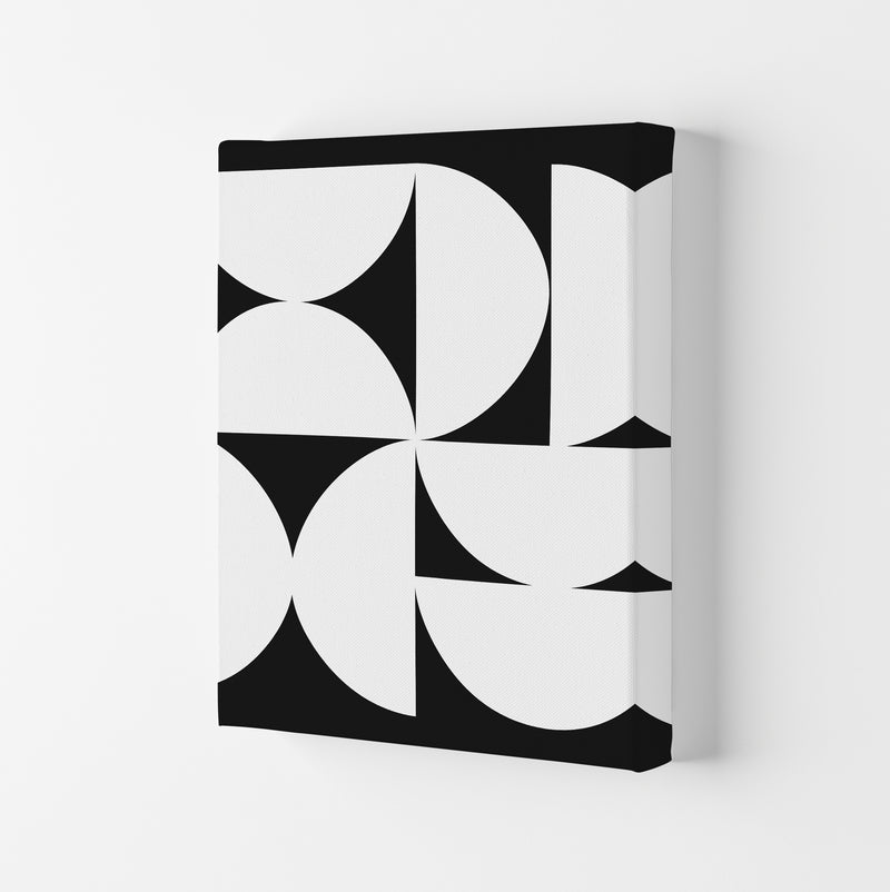 Abstract Black and White Half Circles Original Art Print by Print Punk Studio Canvas