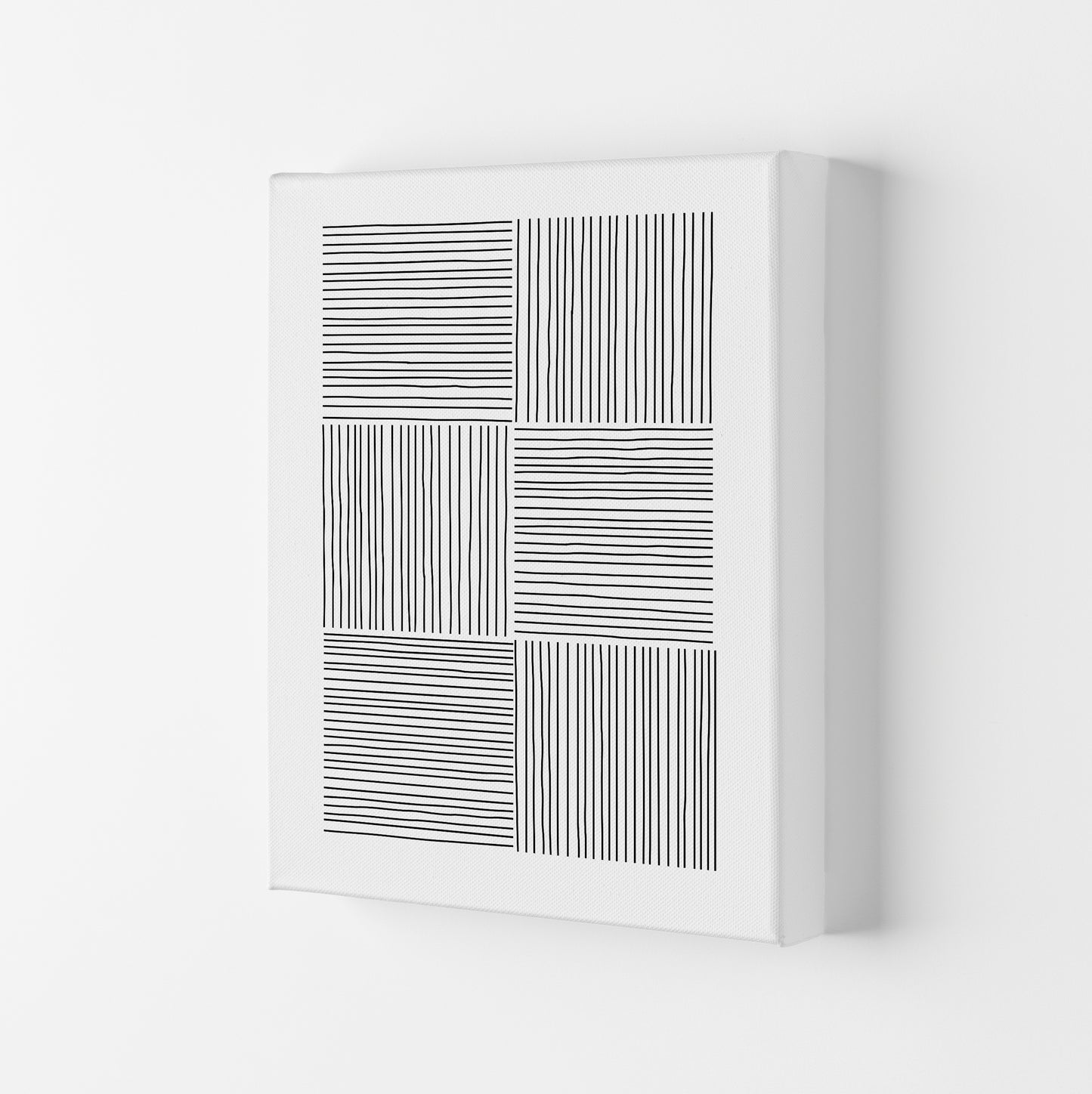 Black and White Squared Lines Canvas