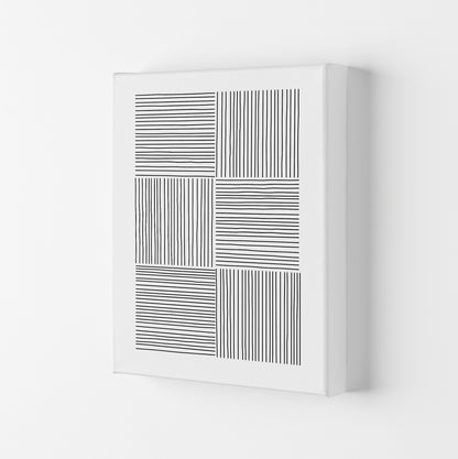 Black and White Squared Lines Canvas