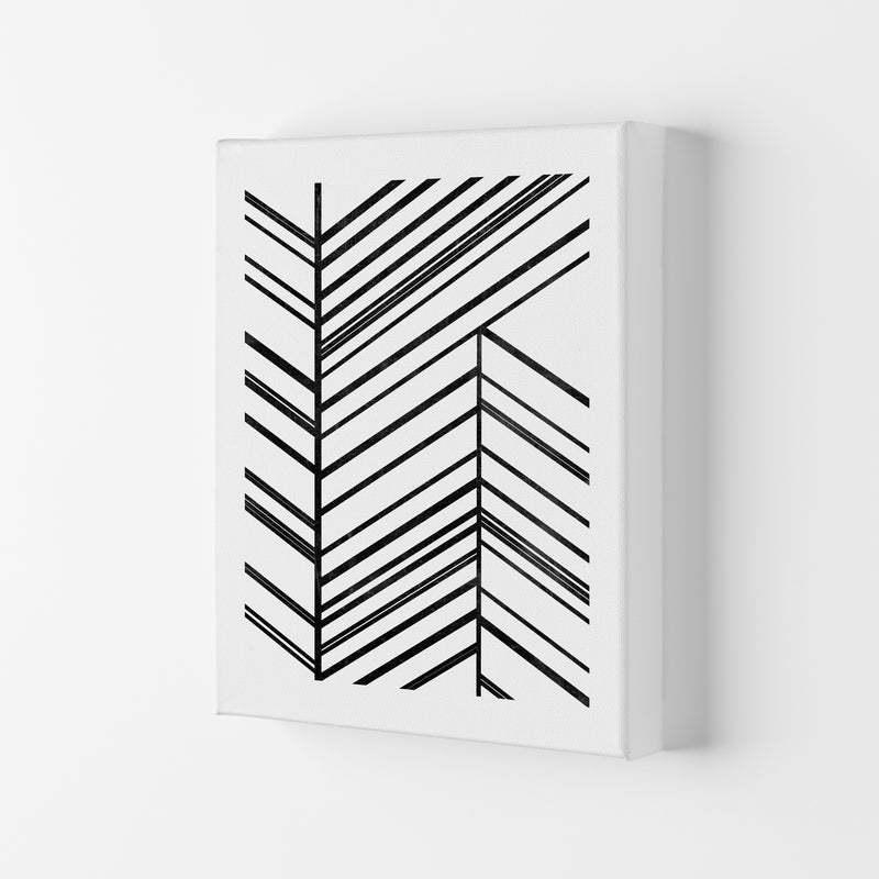 Black White Rough Line Print Canvas
