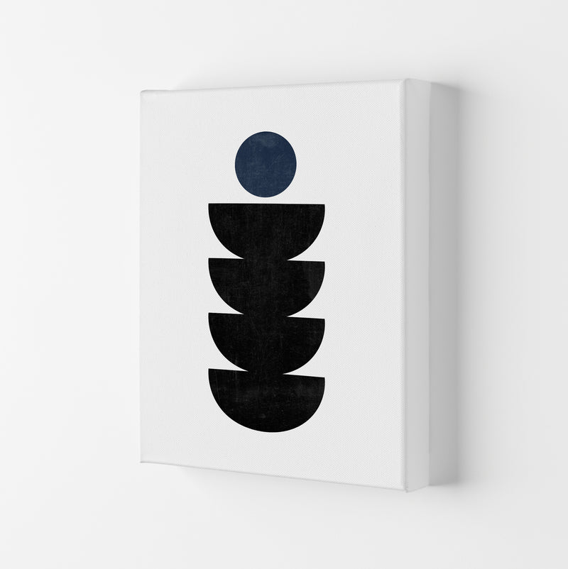 Mid Century Shapes Navy Dot Canvas