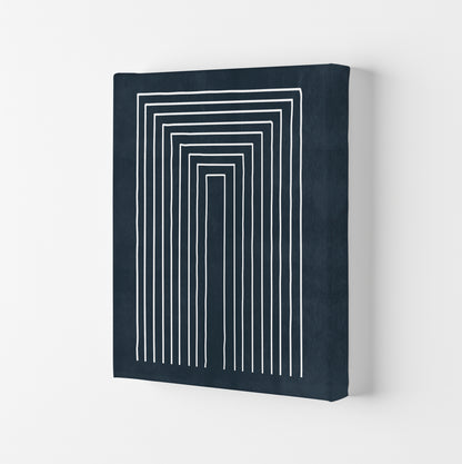 Lino Style Blue Geometric Lines Canvas