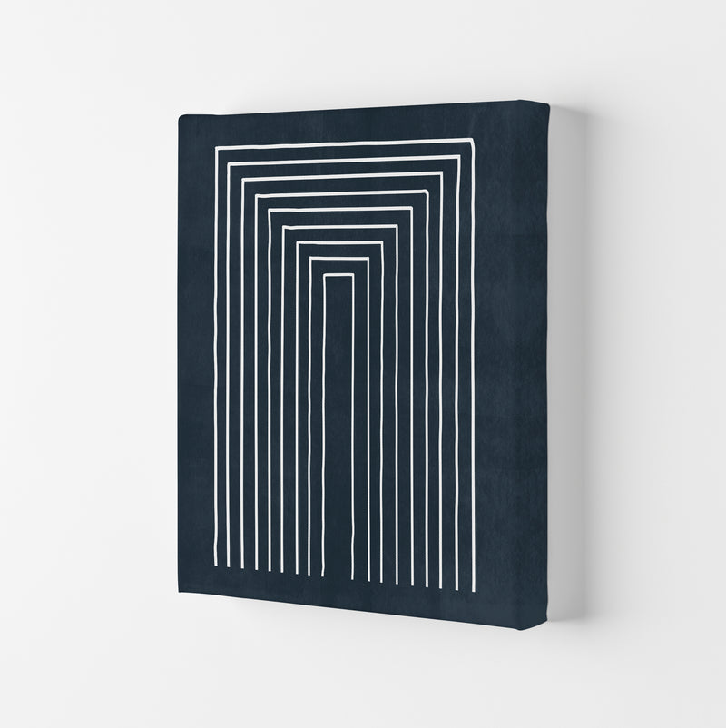 Lino Style Blue Geometric Lines Canvas