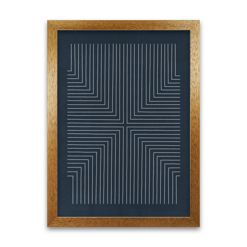 Mid Century Geometric Blue Original Oak Grain