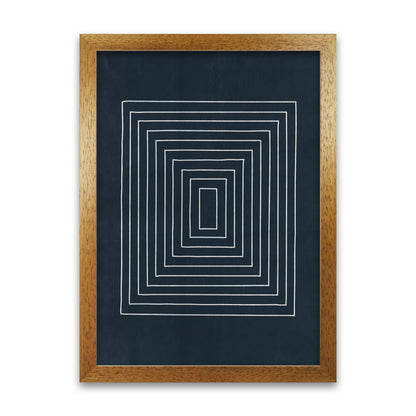 Lino Style Blue Geometric Squares Oak Grain