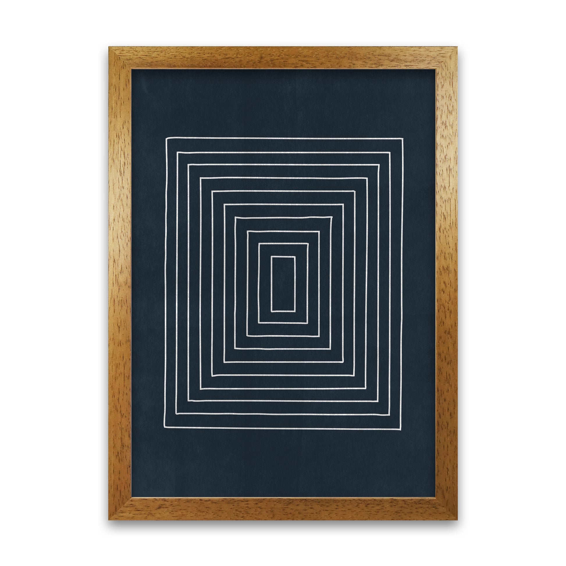 Lino Style Blue Geometric Squares Oak Grain