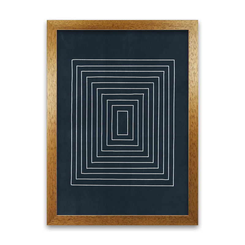 Lino Style Blue Geometric Squares Oak Grain