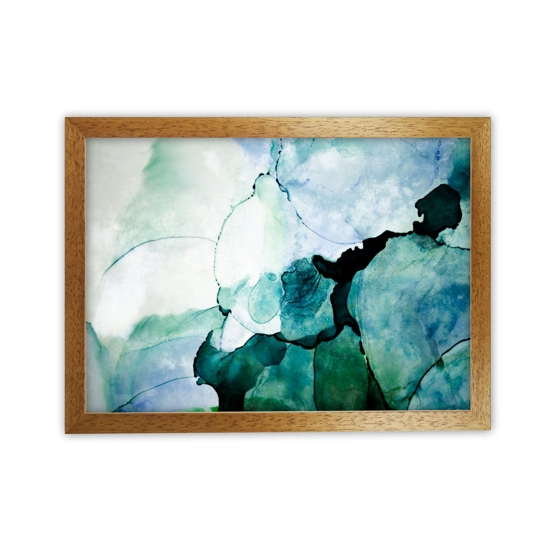 Green Blue Watercolor Art Original Oak Grain