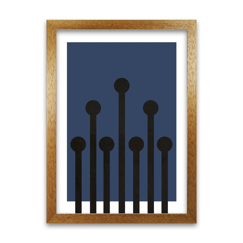 Black and Blue Scandinavian Art Oak Grain