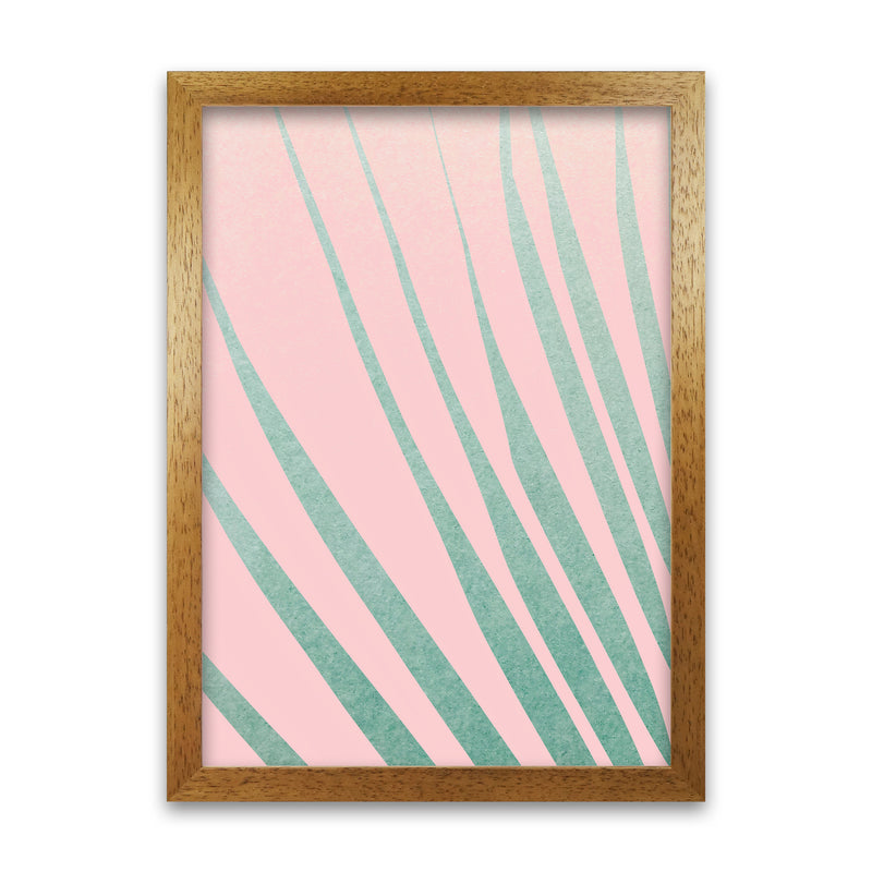 Green Leaves Pink Left Wall Original Oak Grain