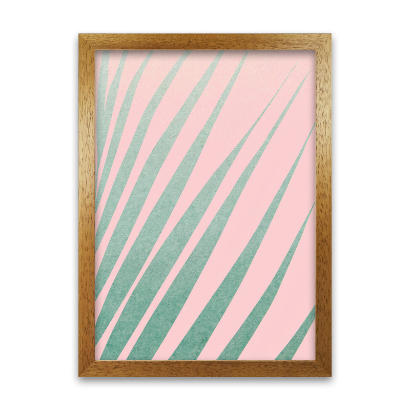 Green Leaves Pink Right Wall Original Oak Grain