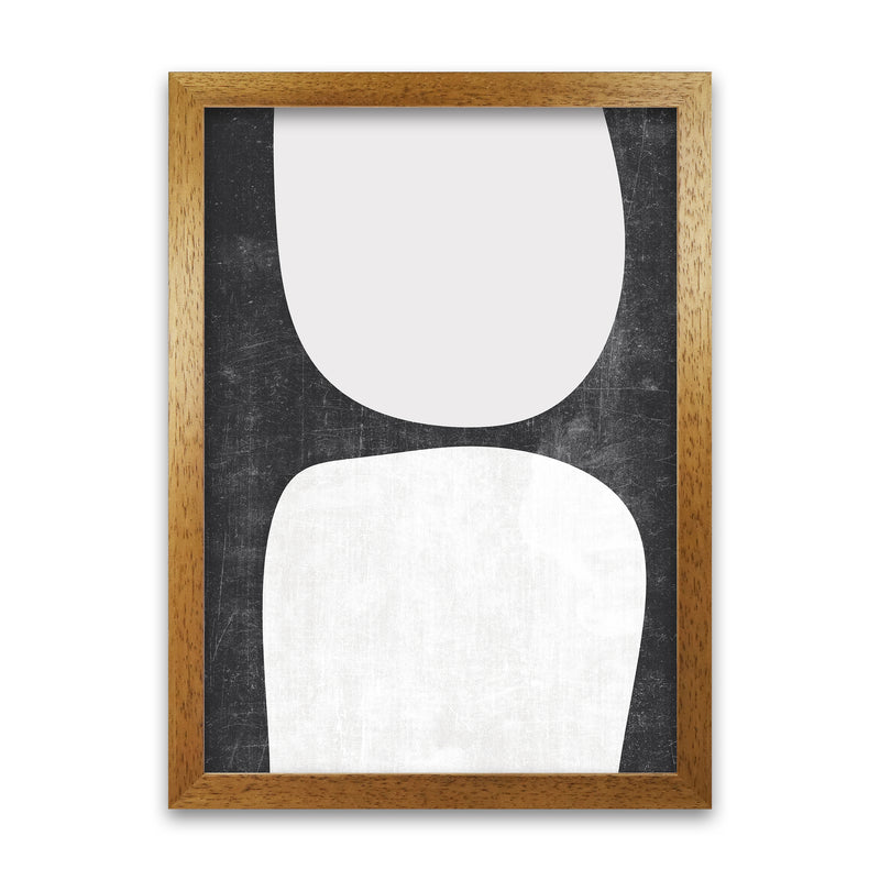 Mid Century Black and White Grunge Wall Art A A1 Honey Oak Frame