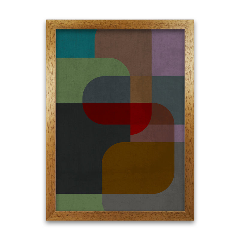 Dark Colourful Abstract Print B Oak Grain