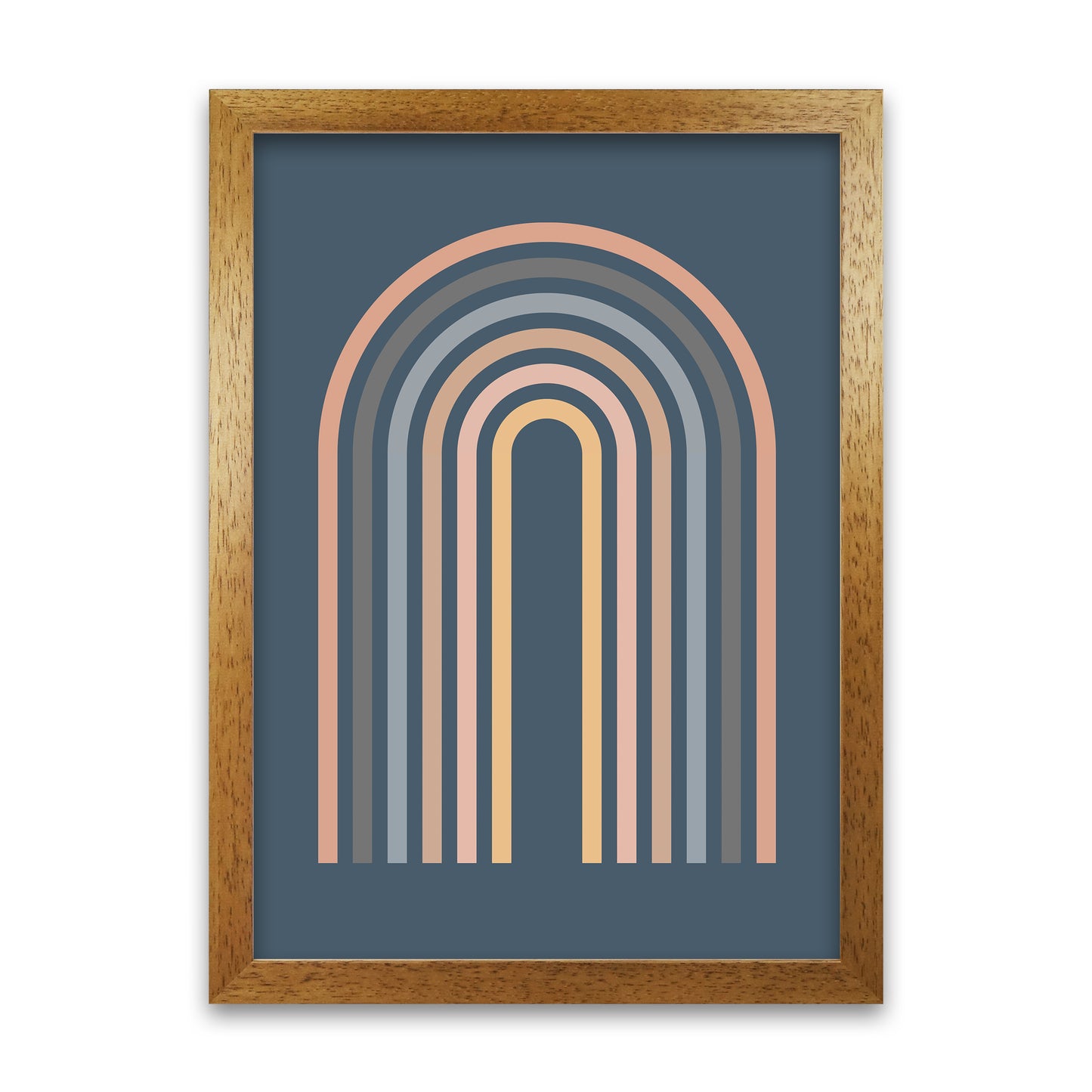 Mid Century Blue Wall Art Print A Oak Grain