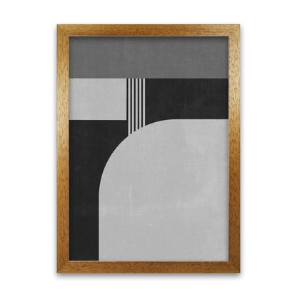 Mid Century Black and White Print A Oak Grain