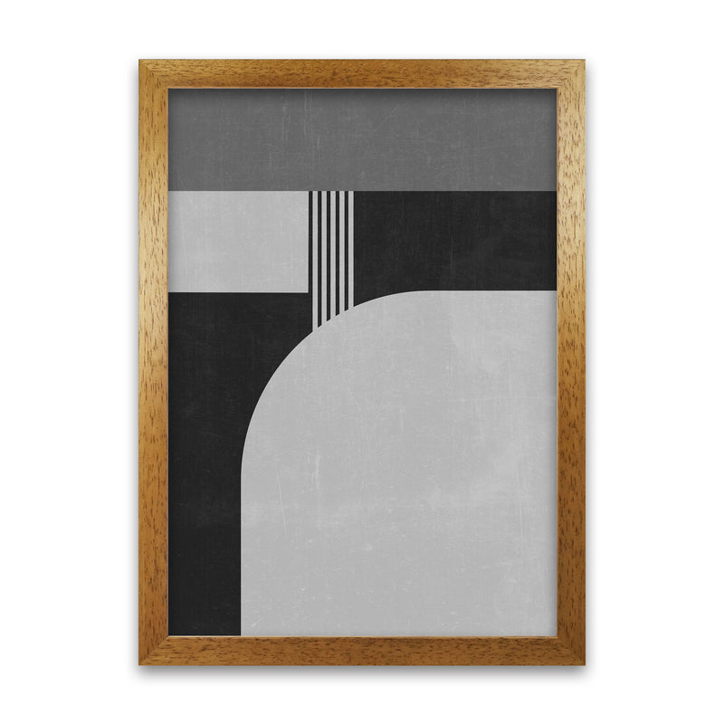 Mid Century Black and White Print A Oak Grain