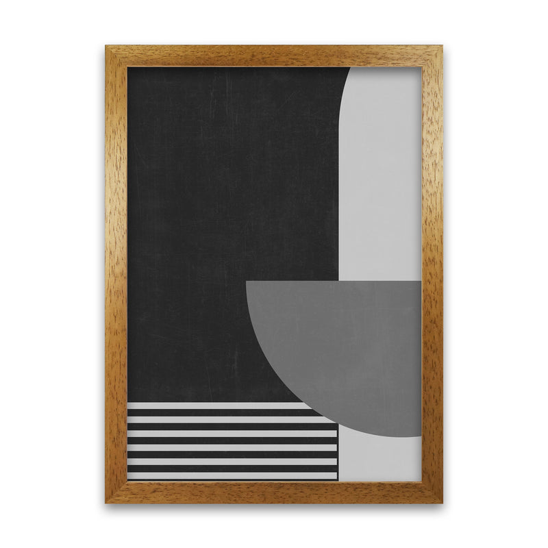 Mid Century Black and White Print B Oak Grain