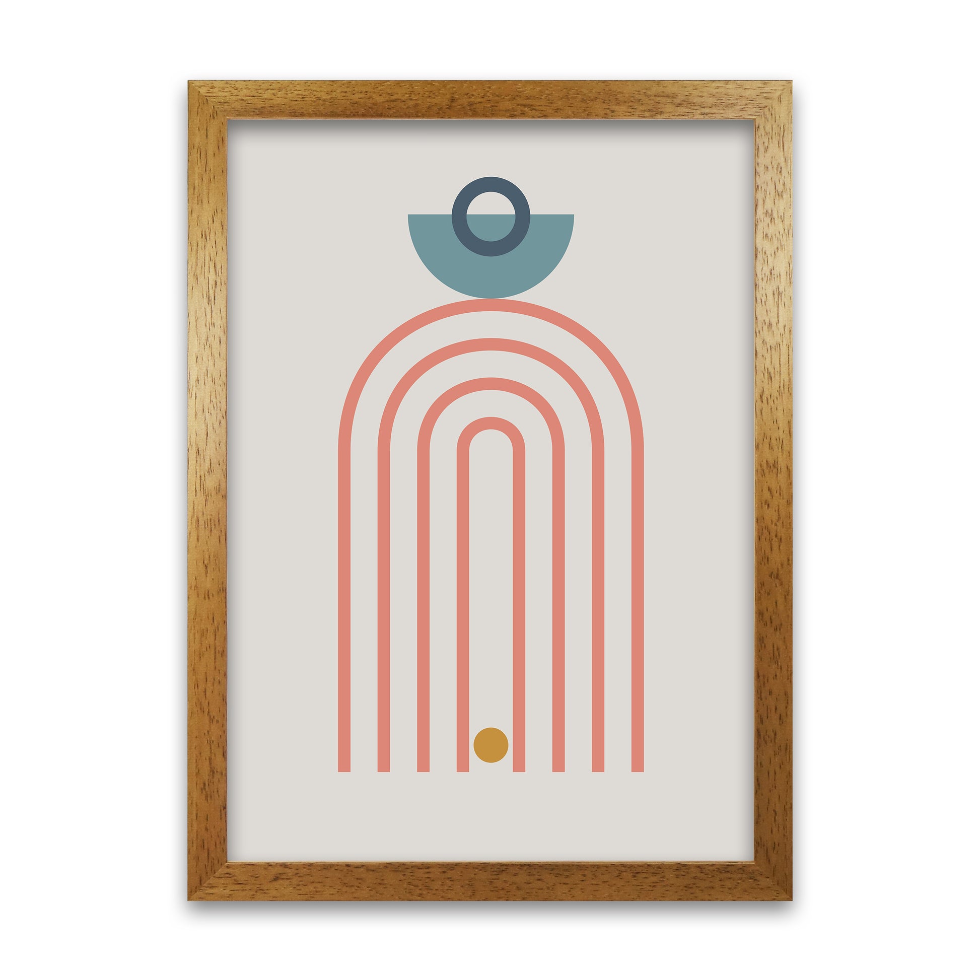 Mid Century Modern Prints on Grey A A1 Honey Oak Frame