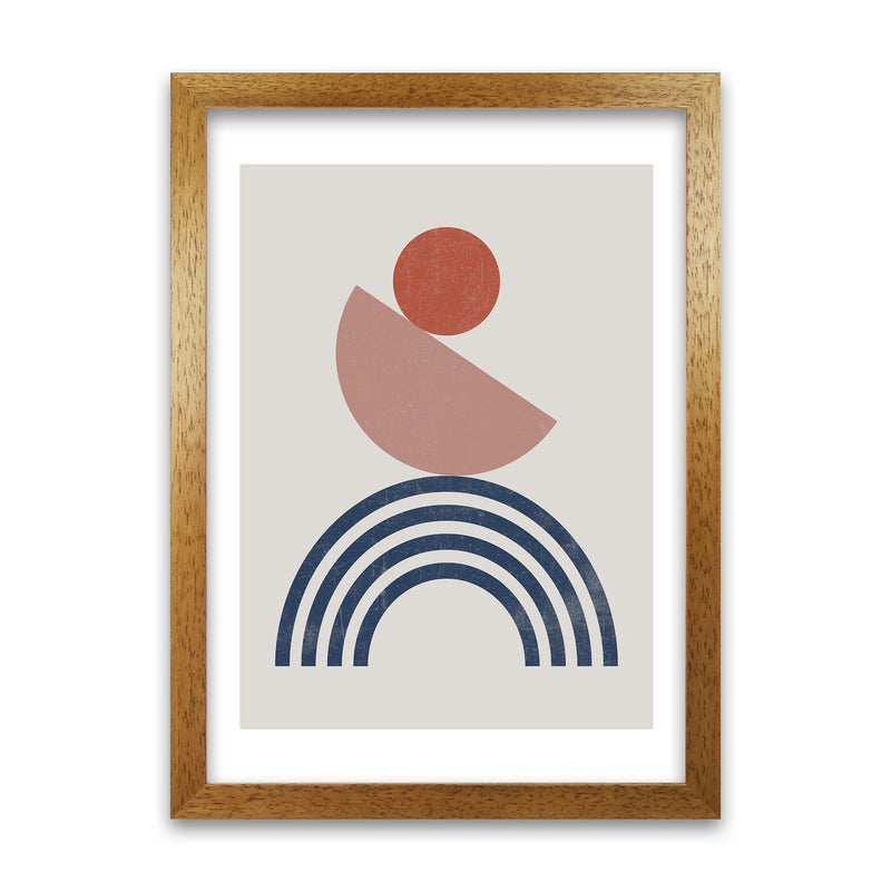 Mid Century Shapes Wall Art Print B Oak Grain